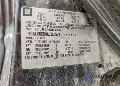 2010 Buick Enclave Cxl z USA, uszkodzony, nr VIN 5GALVBED0AJ266573